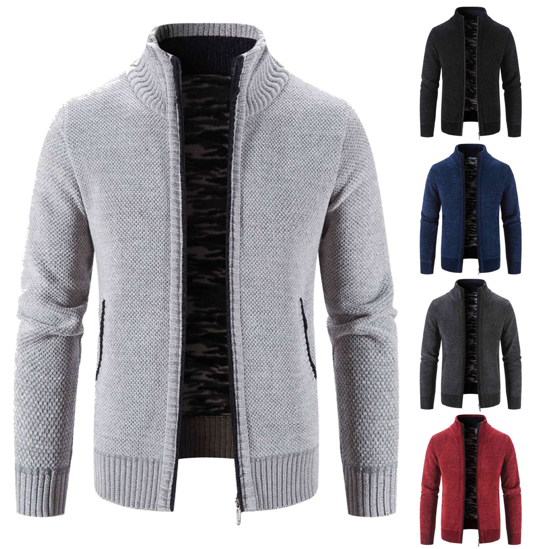 Herren Strickjacke mit hohem Kragen und praktischen Reißverschlusstaschen Echoarchiv