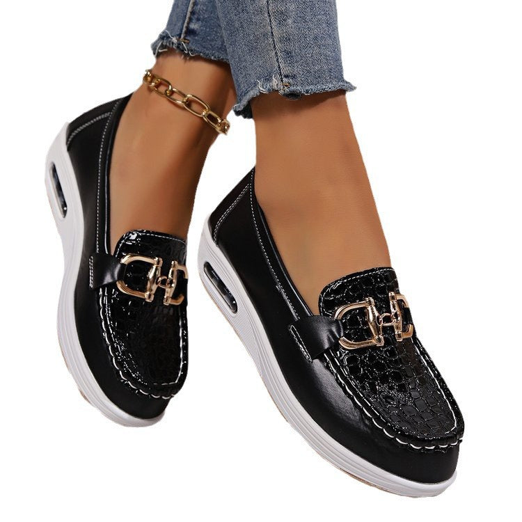 Damen  modische Plateau Loafer mit gepolstertem Luftkissenfußbett und Krokoprägung Echo Archiv