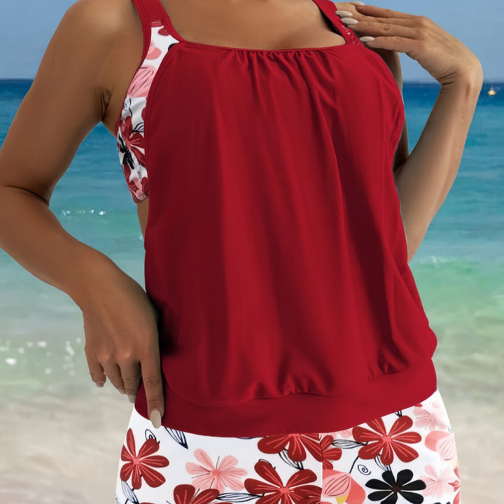 Damen Tankini-Set mit modischem Kurztop und Blumenmuster Echo Archiv
