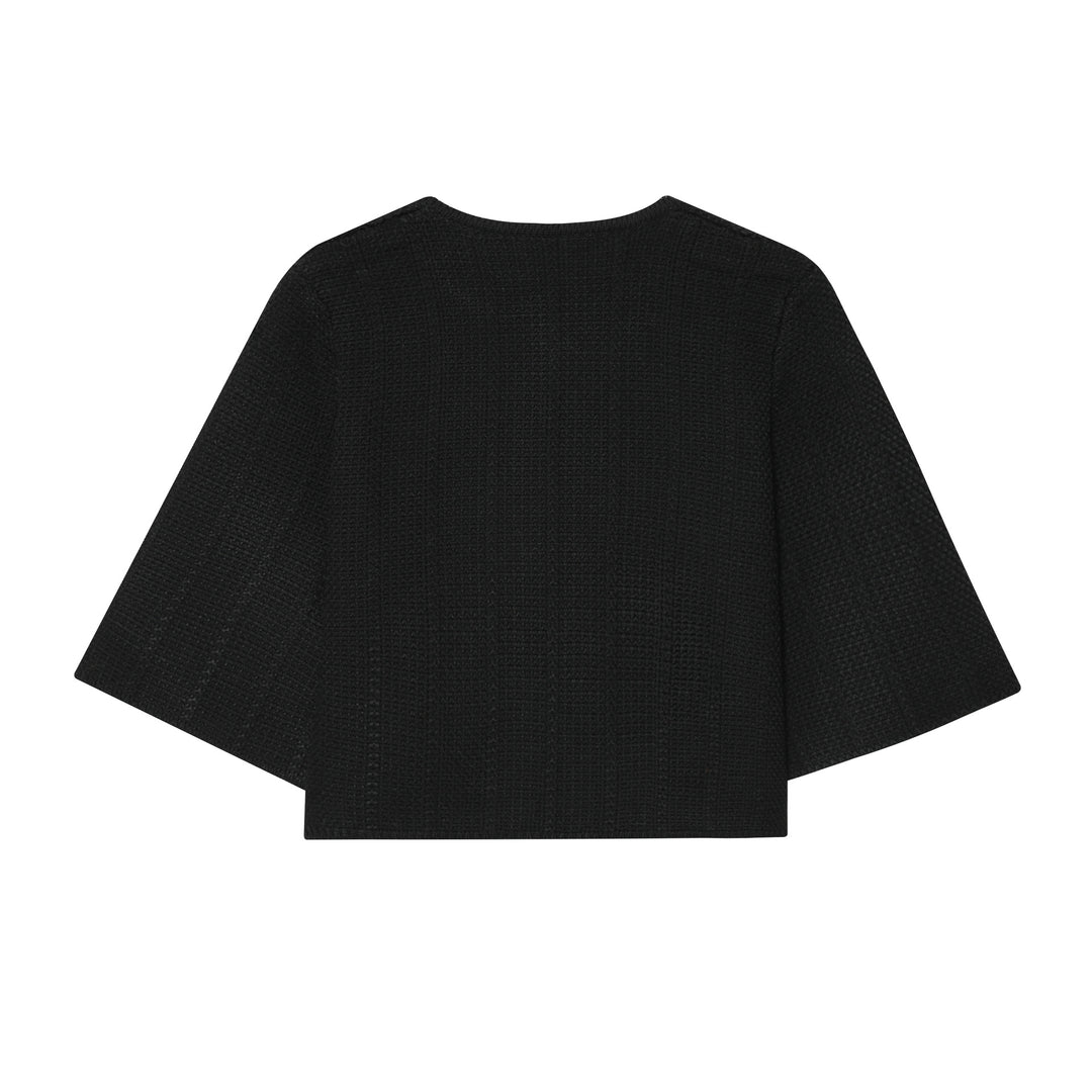 Damen nan kurzes Strick-Cape mit Rundhalsausschnitt und dekorativem Schmuckknopf Echo Archiv