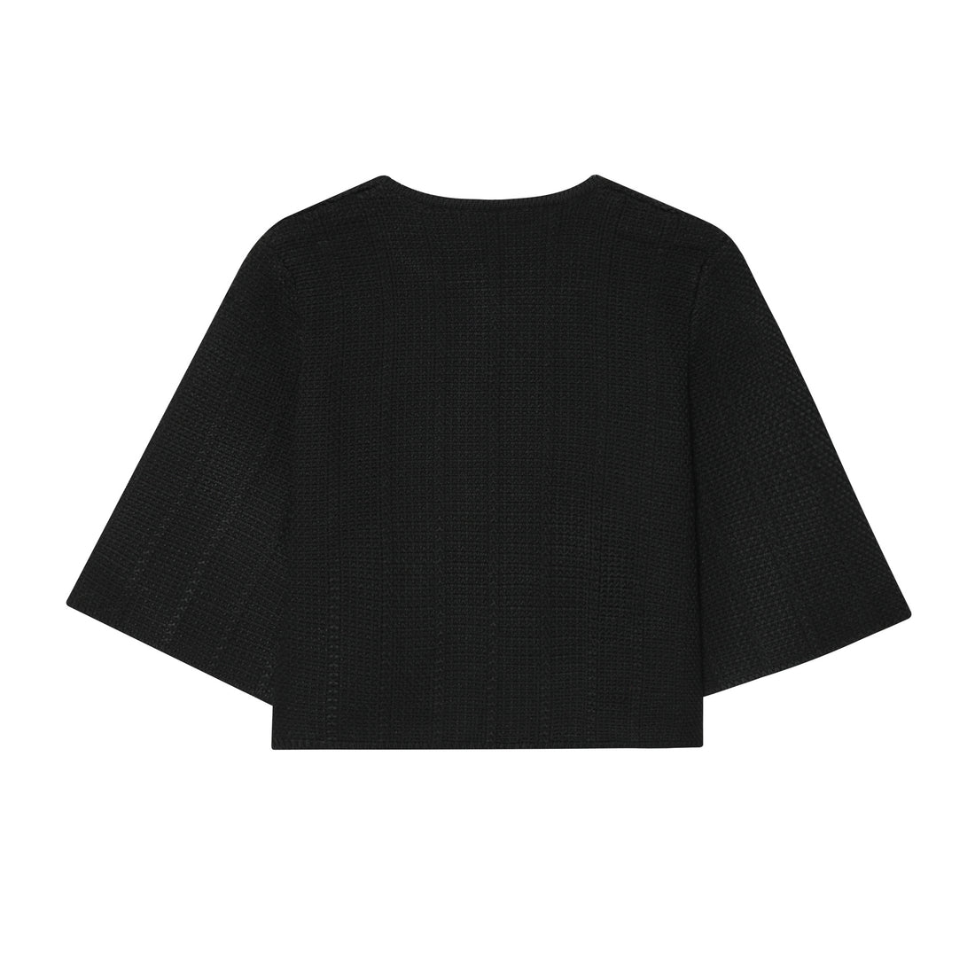 Damen kurzes Strick-Cape mit Rundhalsausschnitt und dekorativem Schmuckknopf – Veloura