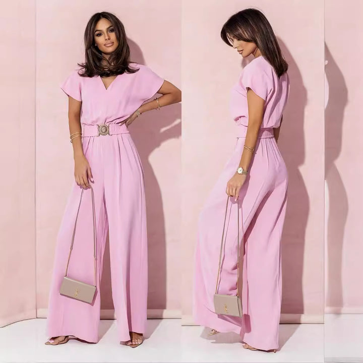 Damen Jumpsuit mit weitem Bein und trendigem Gürtel Echoarchiv