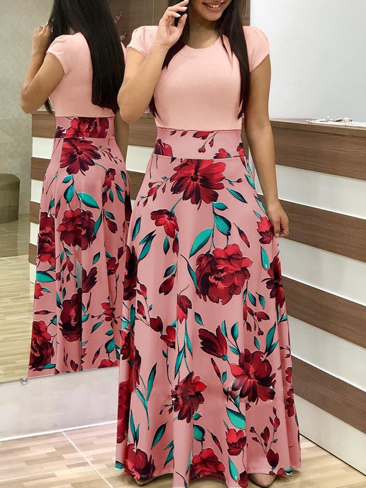 Damen Elegantes Maxikleid mit grafischem Druck und flexiblem Bund Echo Archiv