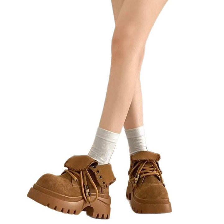 Damen Chunky Schnürboots mit modischem Einsatz Echo Archiv