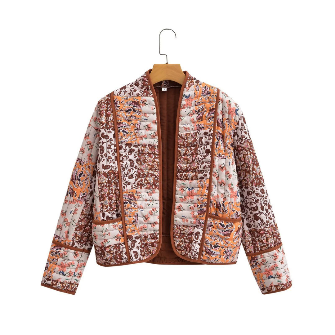 Damen nan gesteppte Patchwork Kimono-Jacke mit aufgesetzten Taschen Echo Archiv