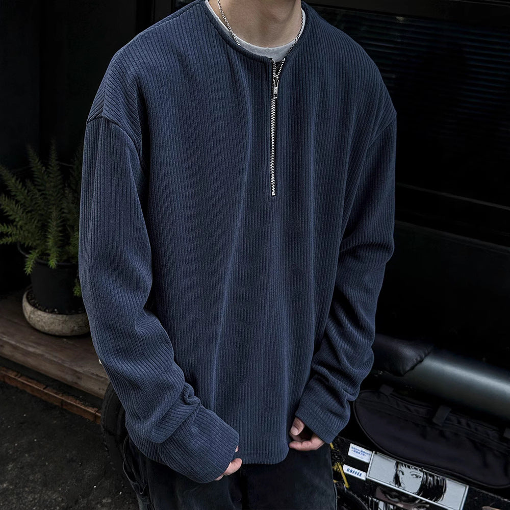 Herren moderner Strickpullover mit halblangem Reißverschluss Echoarchiv