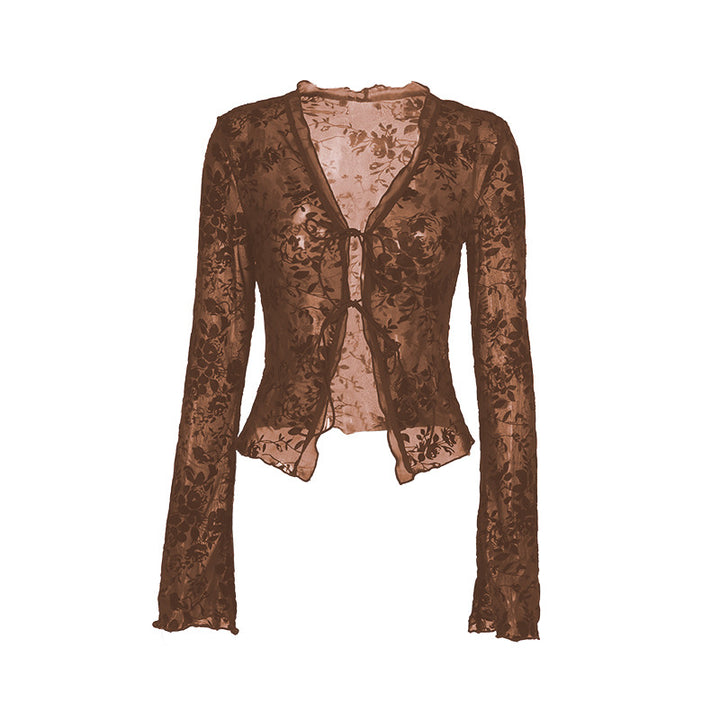 Damen Transparente Spitzenjacke mit floralen Mustern Echo Archiv
