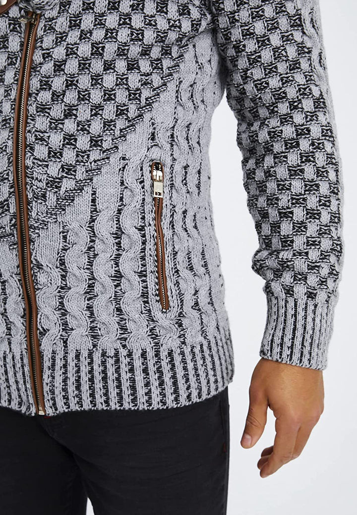 Herren modische Strickjacke mit asymmetrischem Reißverschluss und einzigartigem Zopfmuster Echoarchiv