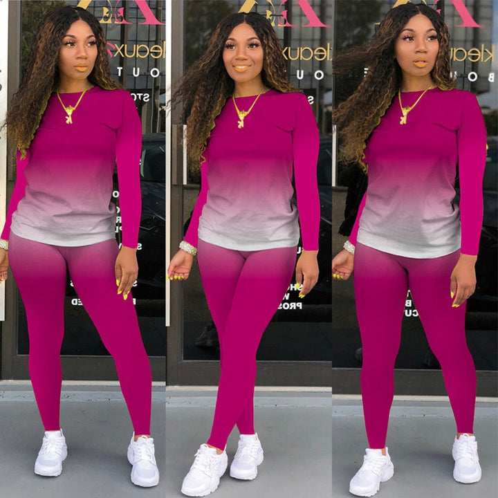 Damen Zweiteiliges Stretch-Set mit Langarmshirt und High-Waist-Leggings – Avérine