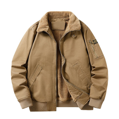 Herren Military-inspirierte Fliegerjacke mit Teddyfutter & Ärmeltasche Echoarchiv