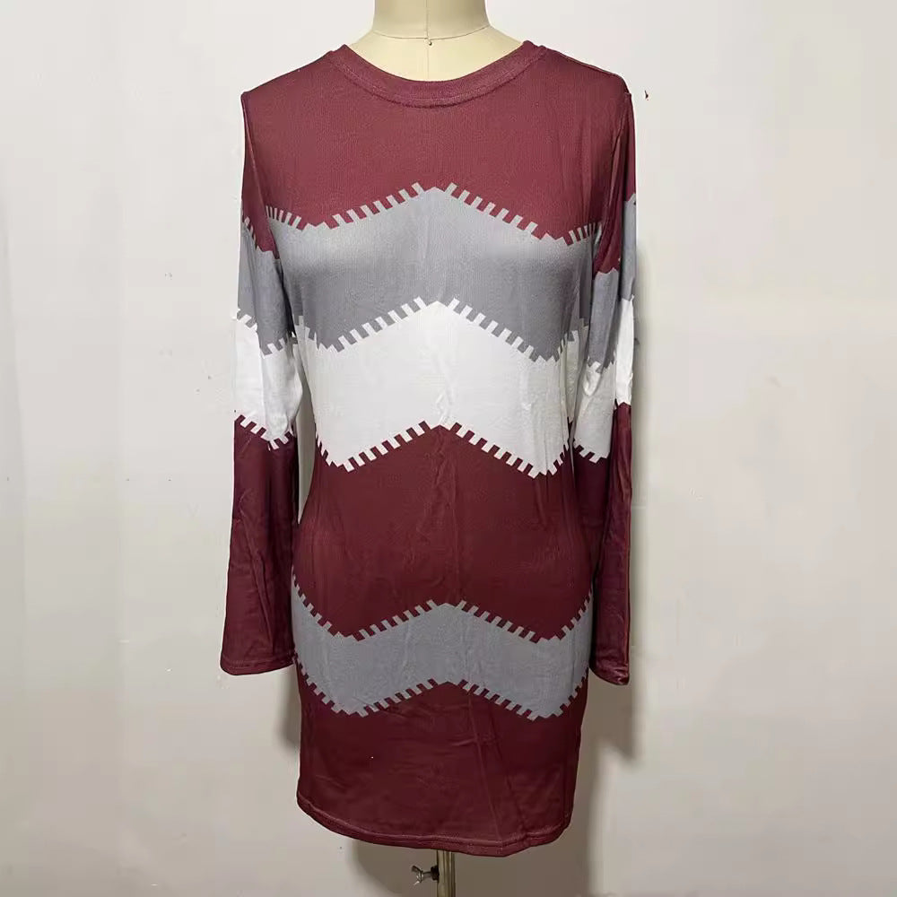 Damen nan Longsleeve-Strickkleid mit Chevron-Muster, geradem Saum und körperumspielender Passform Echo Archiv