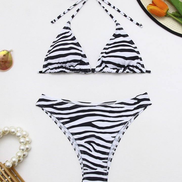 Damen Badeanzug mit integriertem Knoten und modischem Zebra-Muster Echo Archiv