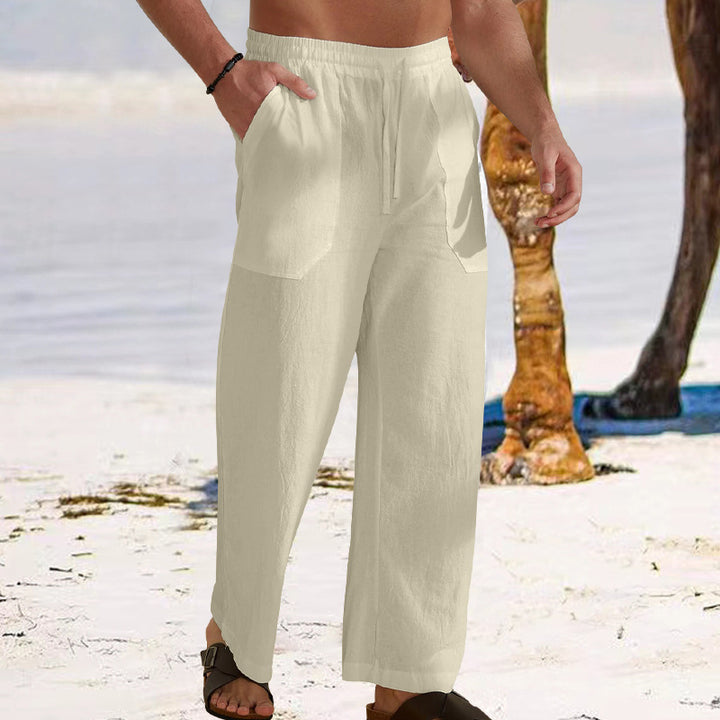 Herren lässige Leinenhose mit elastischem Bund und praktischen Seitentaschen Echoarchiv