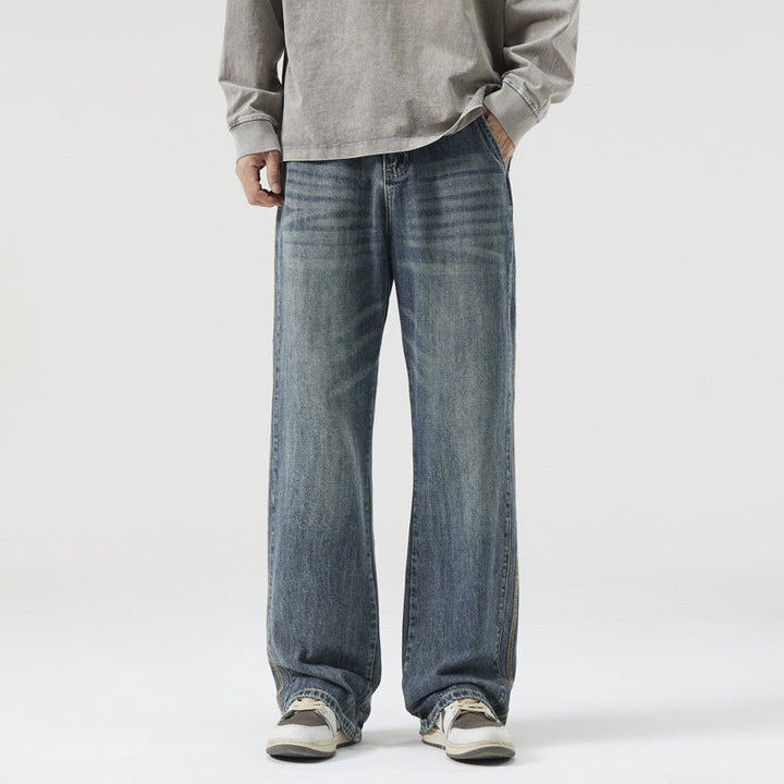 Herren Weite Vintage-Denimjeans mit Used-Waschung und geradem Bein Echo Archiv