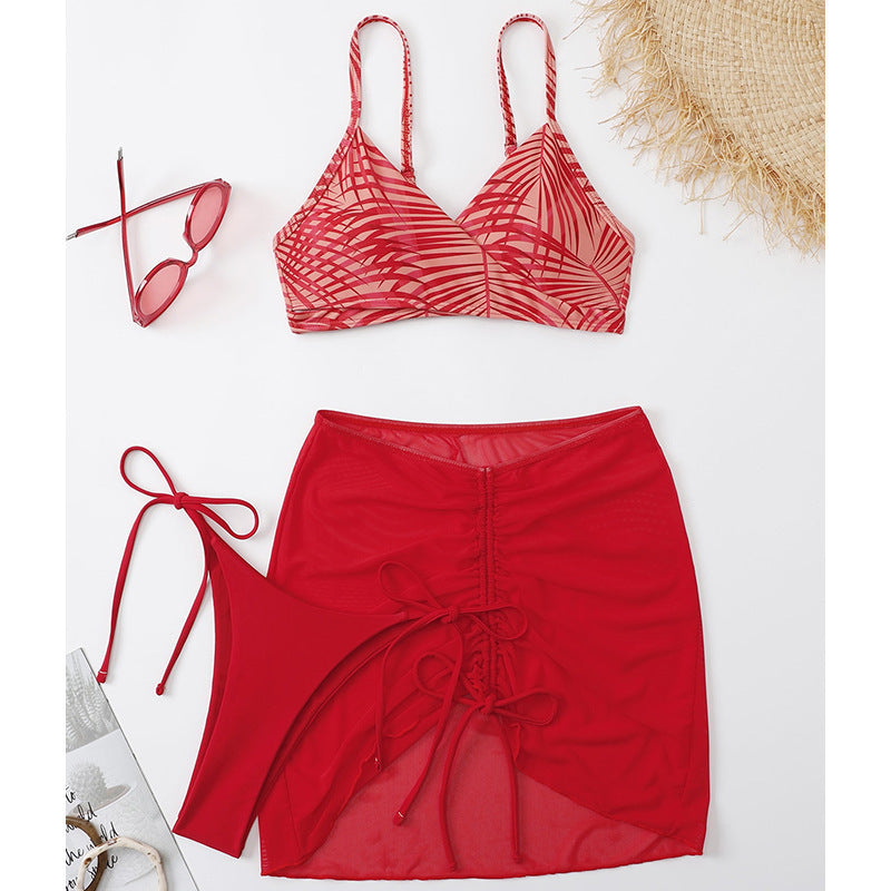Damen Bikini-Set mit verspieltem Wickelrock und raffinierten Schnürdetails Echo Archiv