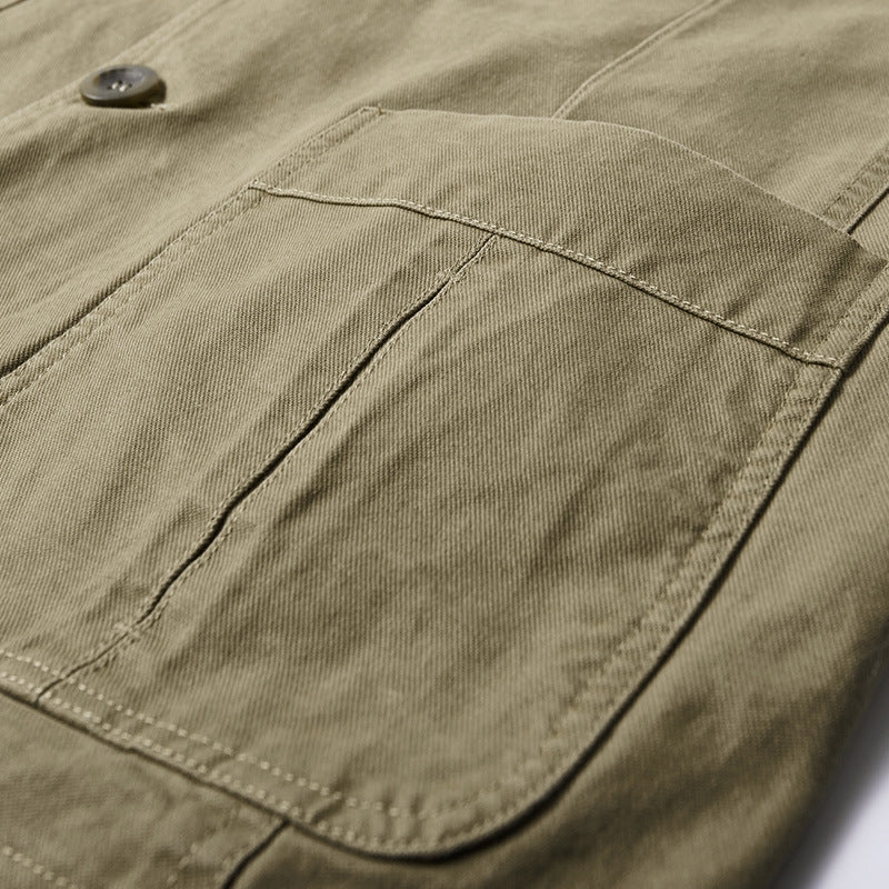 Herren nan legeres Baumwoll-Twill Sakko mit aufgesetzten Taschen und gestreiftem Innenfutter Echo Archiv