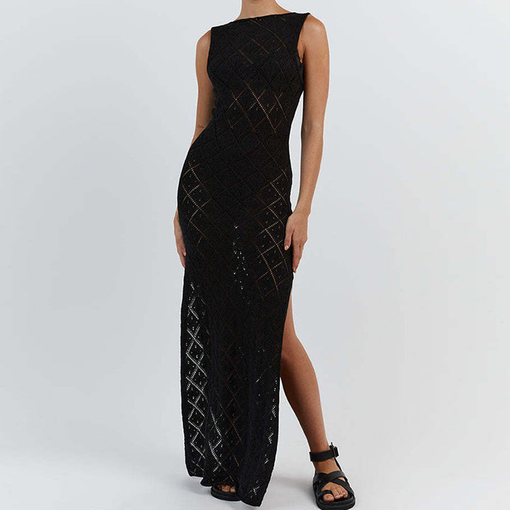 Damen Strickkleid im angesagten Rautenmuster mit hohem Schlitz Echo Archiv
