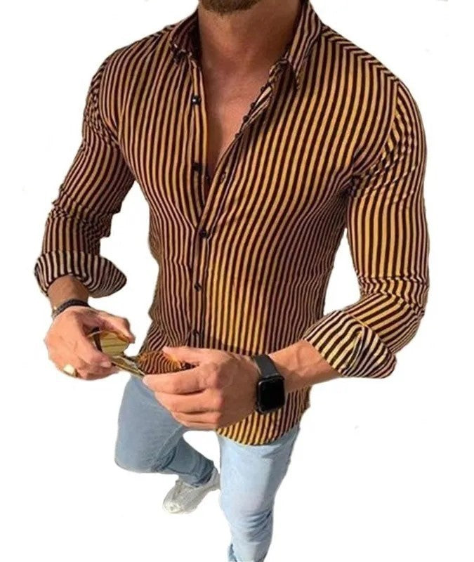 Herren Langarmhemd mit feinen Streifen und eleganter Passform Echoarchiv