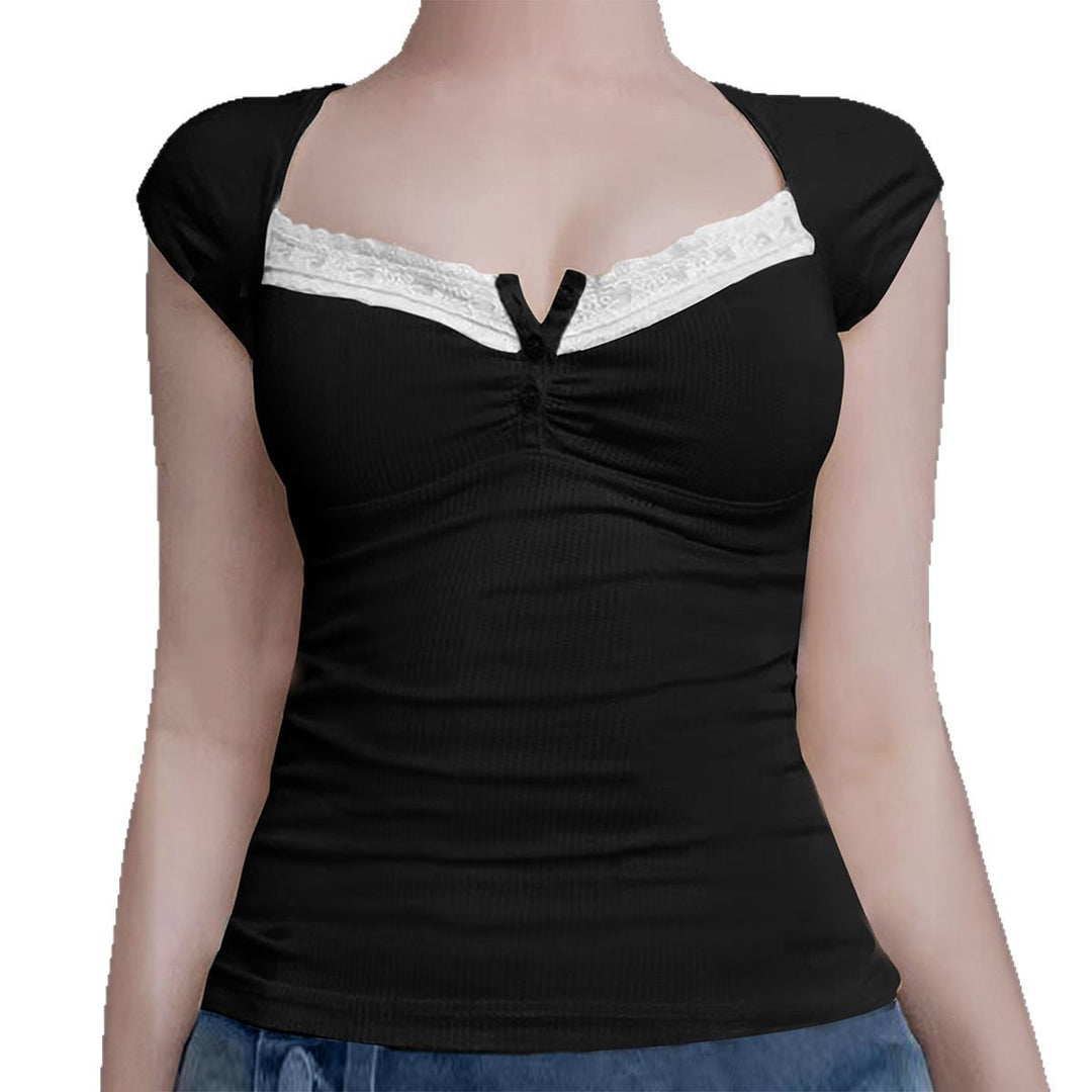 Damen Ripp-Trägershirt mit setzen Spitze Echo Archiv