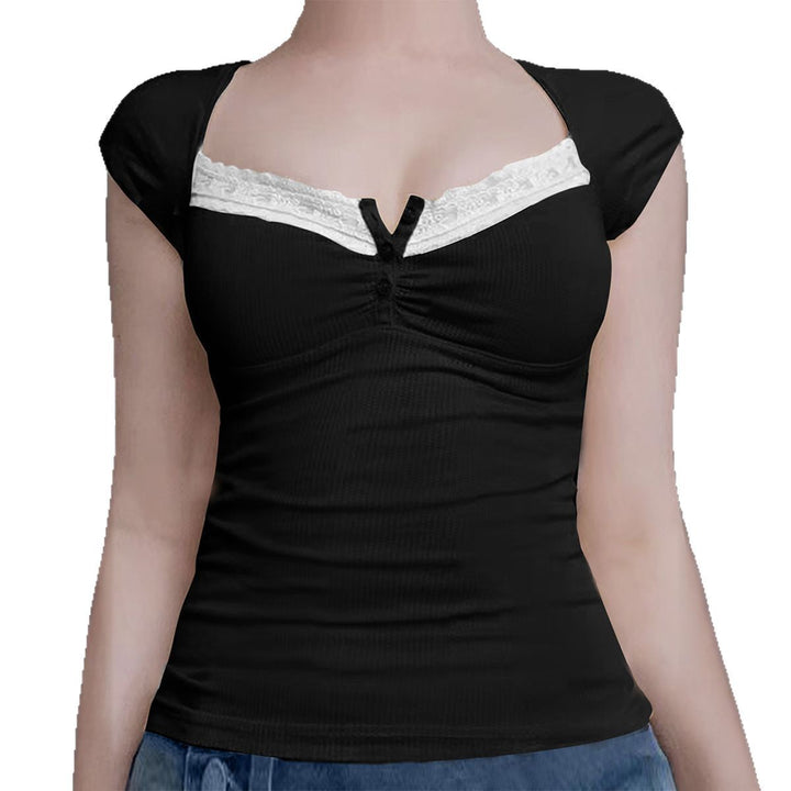 Damen Ripp-Trägershirt mit setzen Spitze Echo Archiv