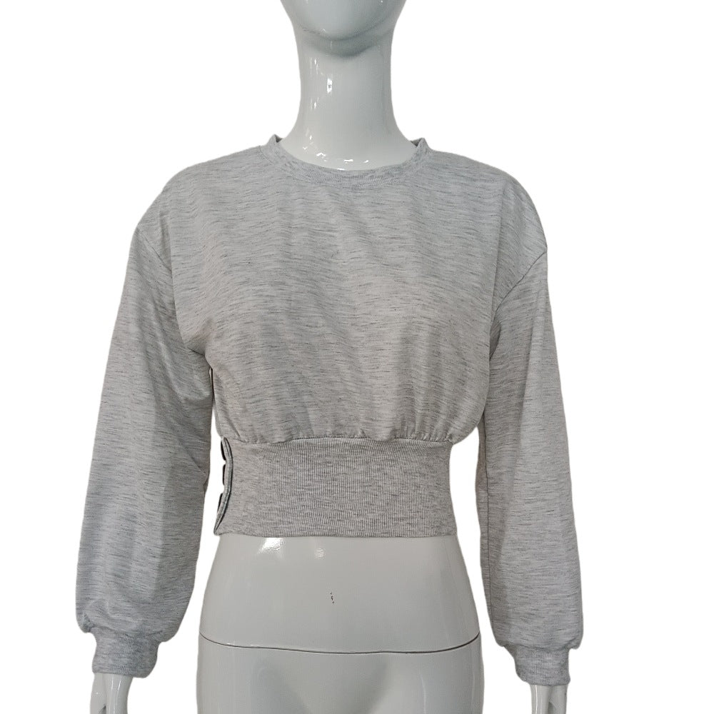 Damen Kurz geschnittenes Sweatshirt mit breitem Rippbund und Seitendruckknöpfen Echoarchiv