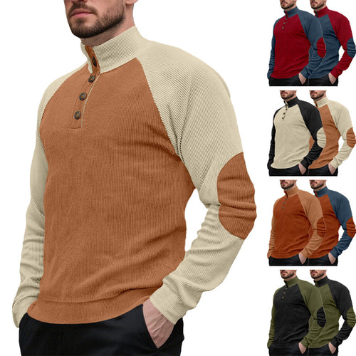 Herren Strickpullover mit modernem Stehkragen und Knopfleiste Echoarchiv