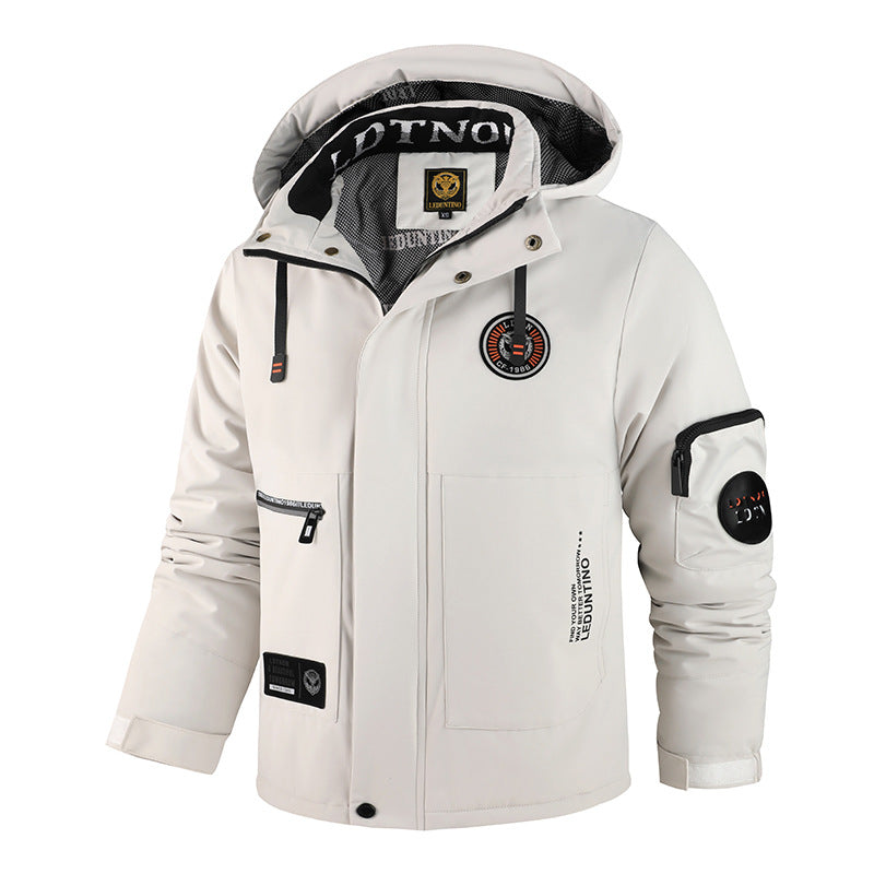 Herren nan wattierte Wind- und Wetterjacke mit Kapuze und multifunktionalen Utility-Taschen Echo Archiv
