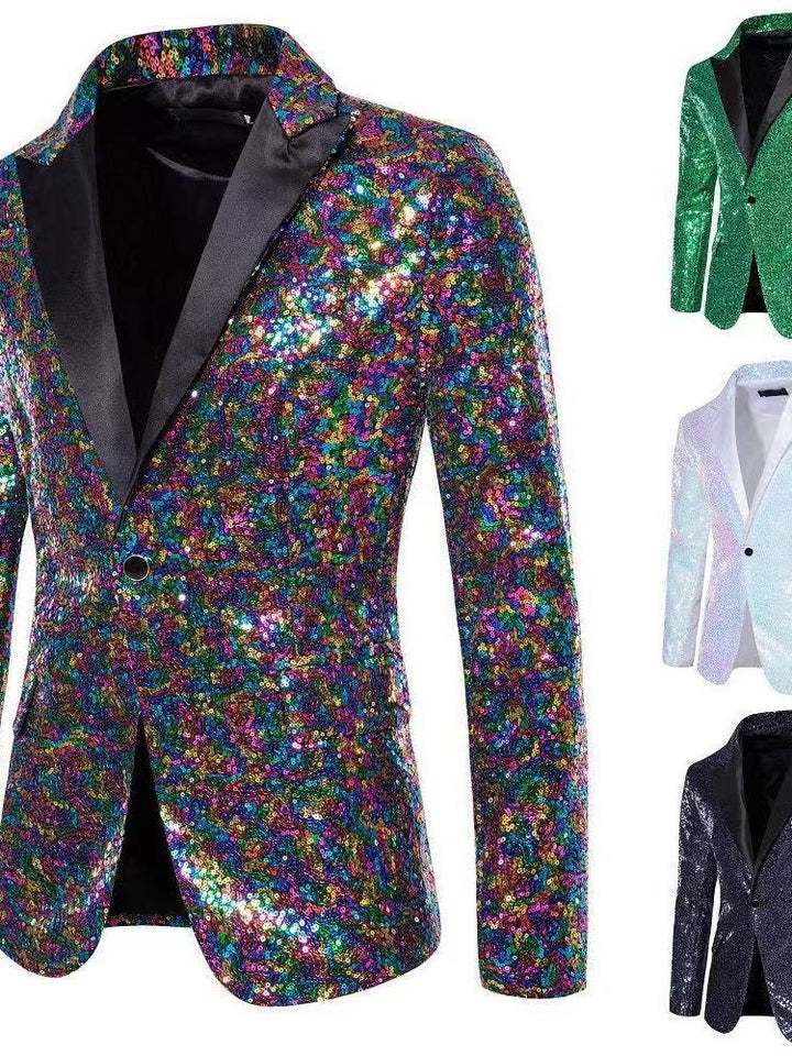 Herren eleganter Pailletten-Blazer mit edel dekorativen Akzenten Echoarchiv