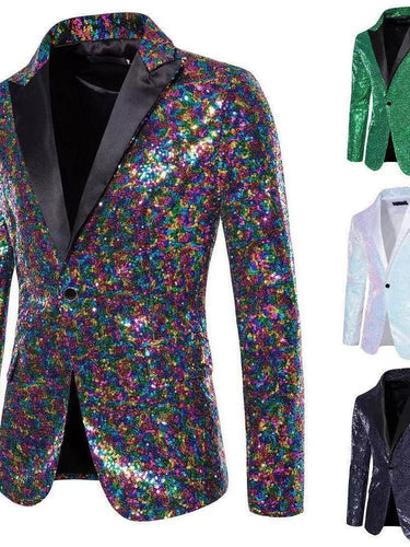 Herren eleganter Pailletten-Blazer mit edel dekorativen Akzenten Echoarchiv