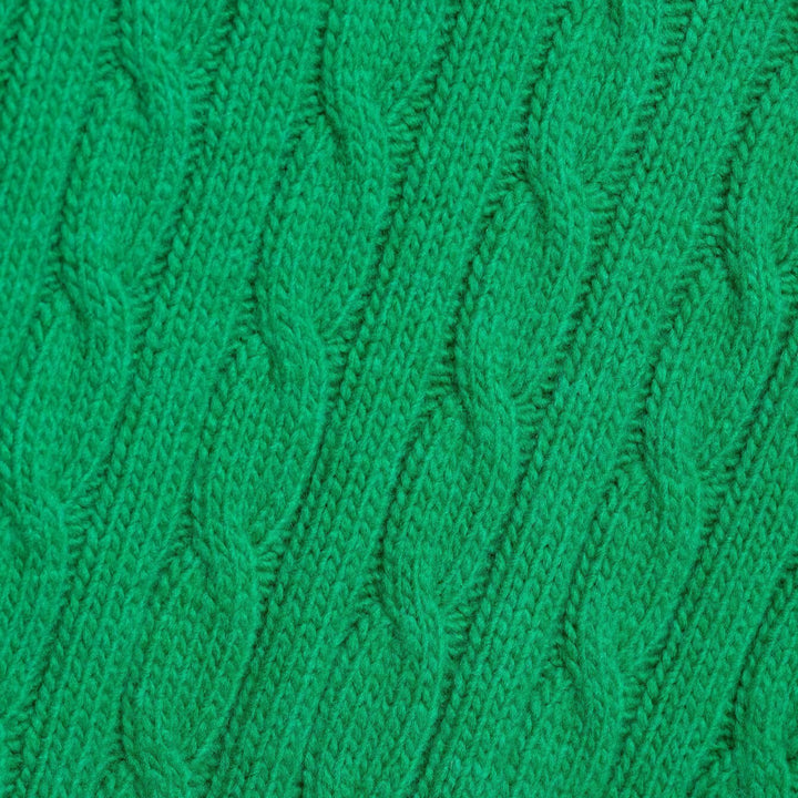 Damen Grobgestrickter Zopfstrick-Pullover mit V-Ausschnitt und kurzem Boxy-Schnitt Echoarchiv