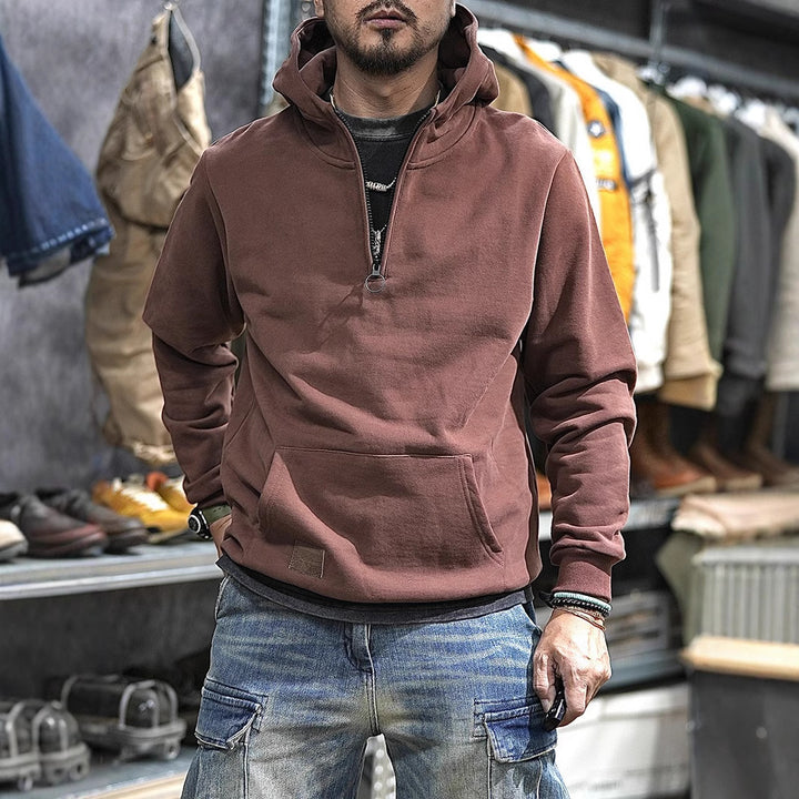 Herren Bequemer Kapuzenpullover mit halbem Reißverschluss Echo Archiv