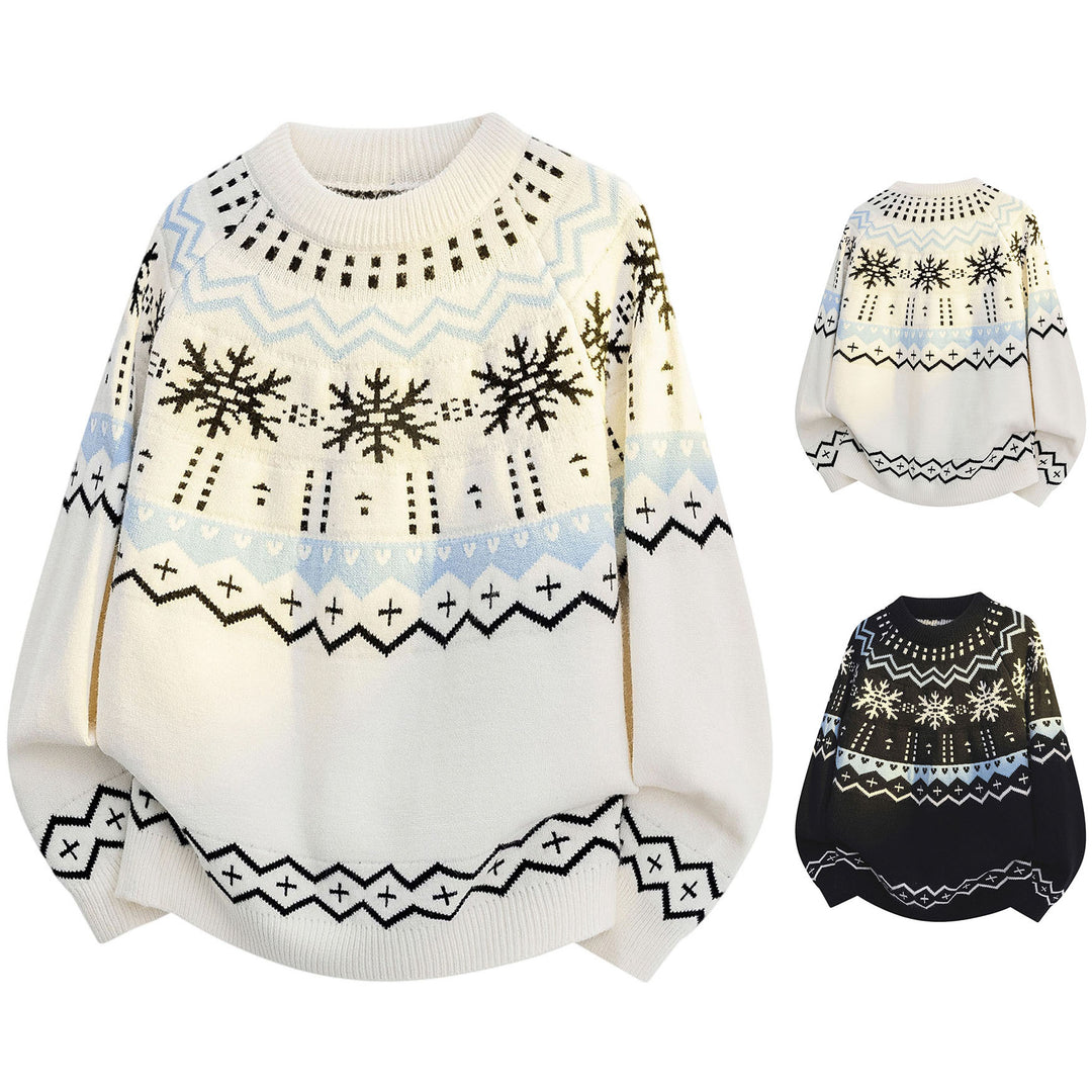 Damen Weicher Strickpullover mit Wintermotiv Echoarchiv