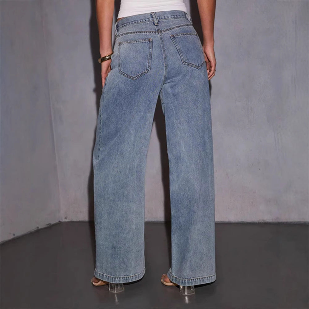 Damen nan weite Highwaist-Jeans mit weitem Bein, legerer Passform und soften Denim-Finish Echo Archiv