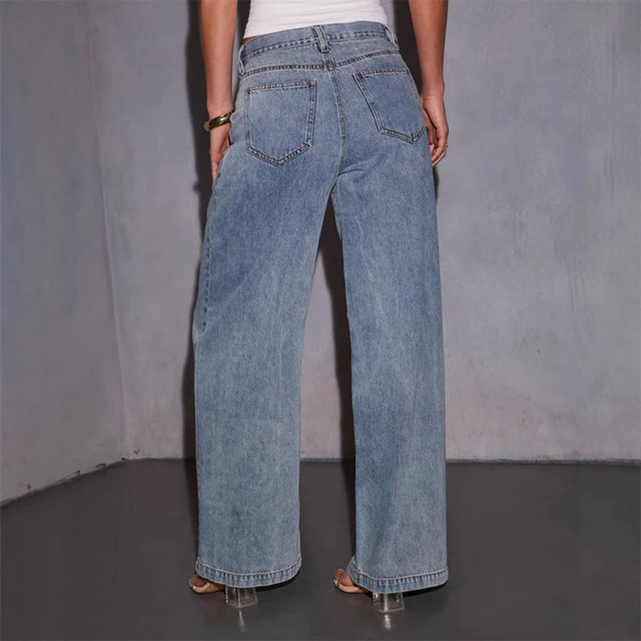 Damen nan weite Highwaist-Jeans mit weitem Bein, legerer Passform und soften Denim-Finish Echo Archiv