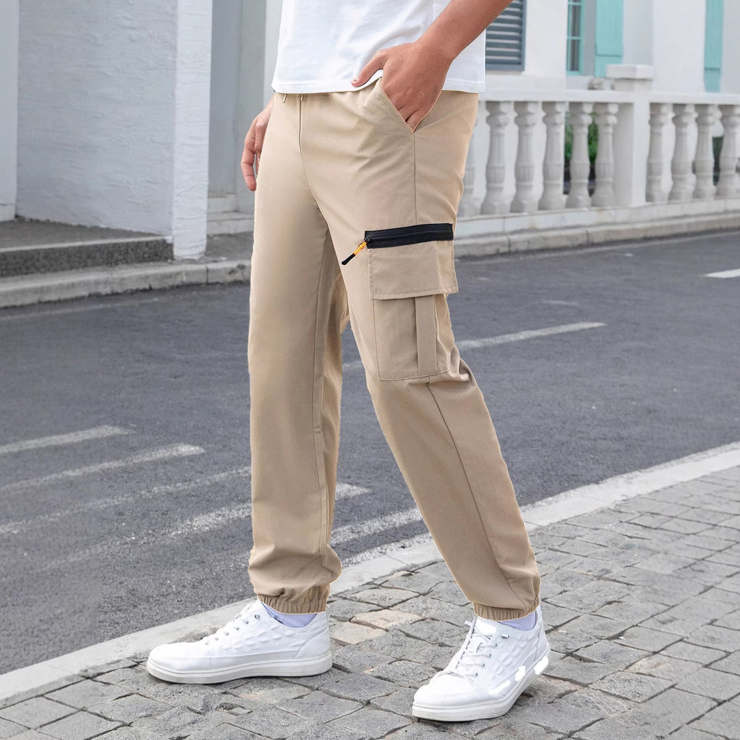 Herren Technische Cargo-Jogginghose mit Reißverschlusstaschen, Tunnelzug und elastischen Knöchelbündchen Echo Archiv