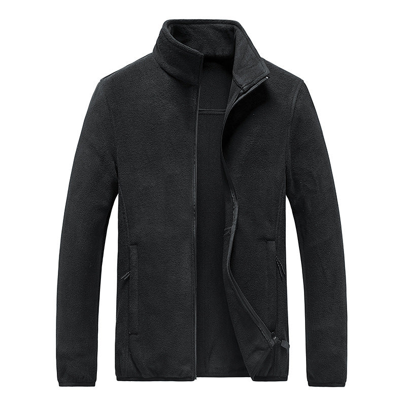 Herren Fleecejacke mit Stehkragen, durchgehendem Reißverschluss und verdeckten Taschen – Taviero