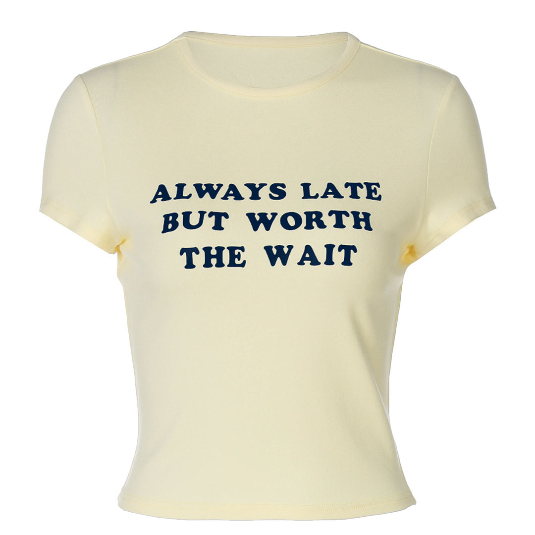 Damen Kurzes Statement T-Shirt mit Rundhalsausschnitt Echo Archiv