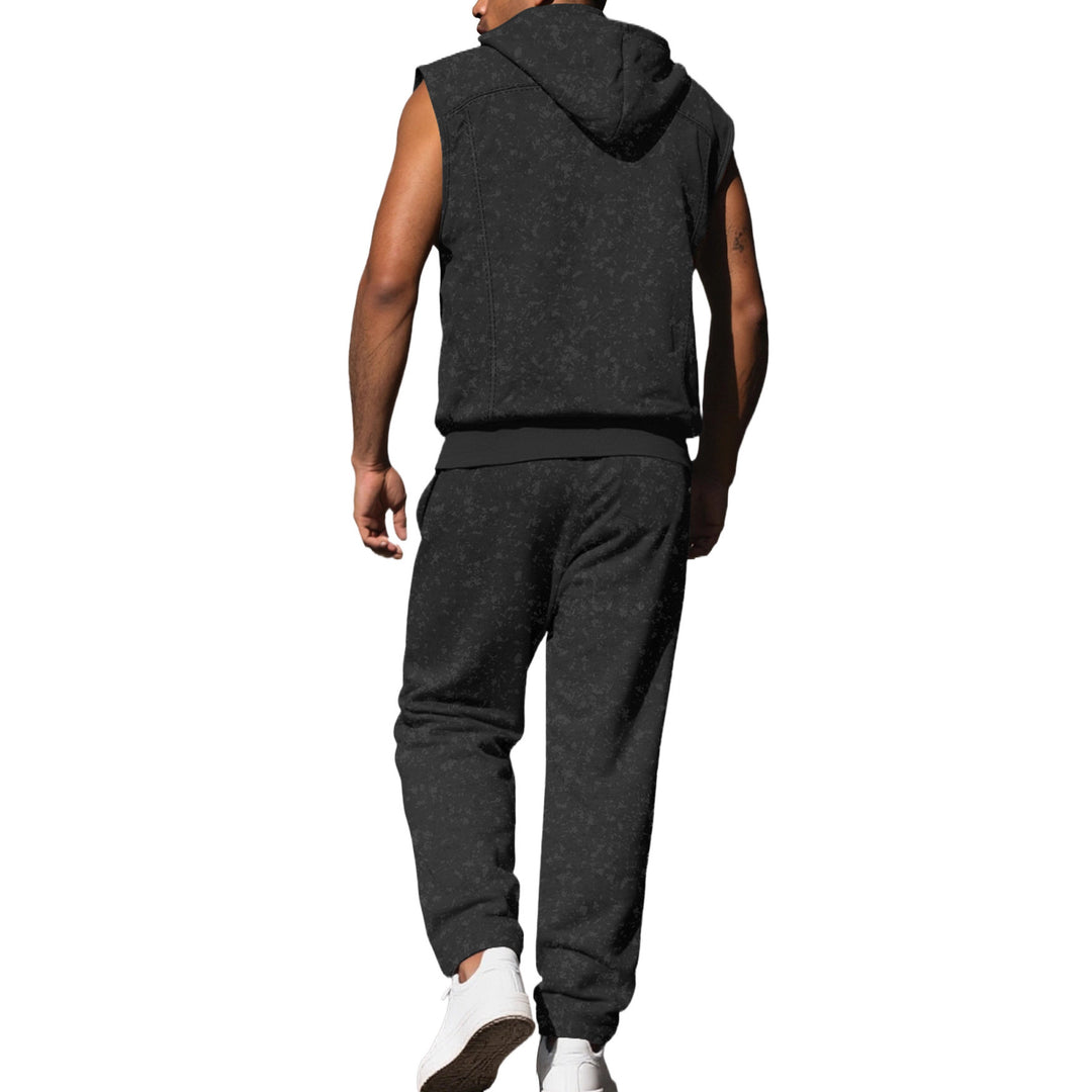 Herren sportliches Hoodie-Set mit ärmellosem Oberteil und bequemer Jogginghose Echoarchiv