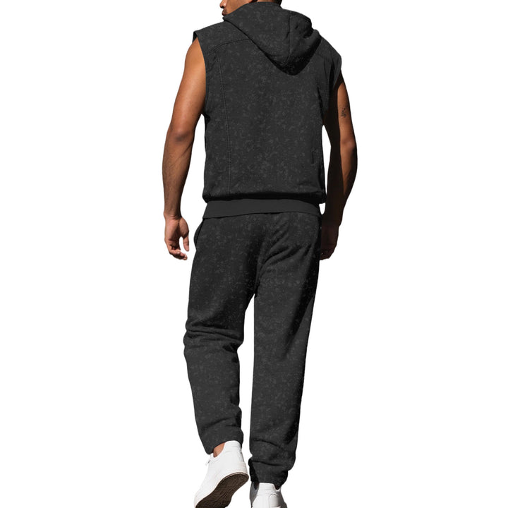 Herren sportliches Hoodie-Set mit ärmellosem Oberteil und bequemer Jogginghose Echoarchiv
