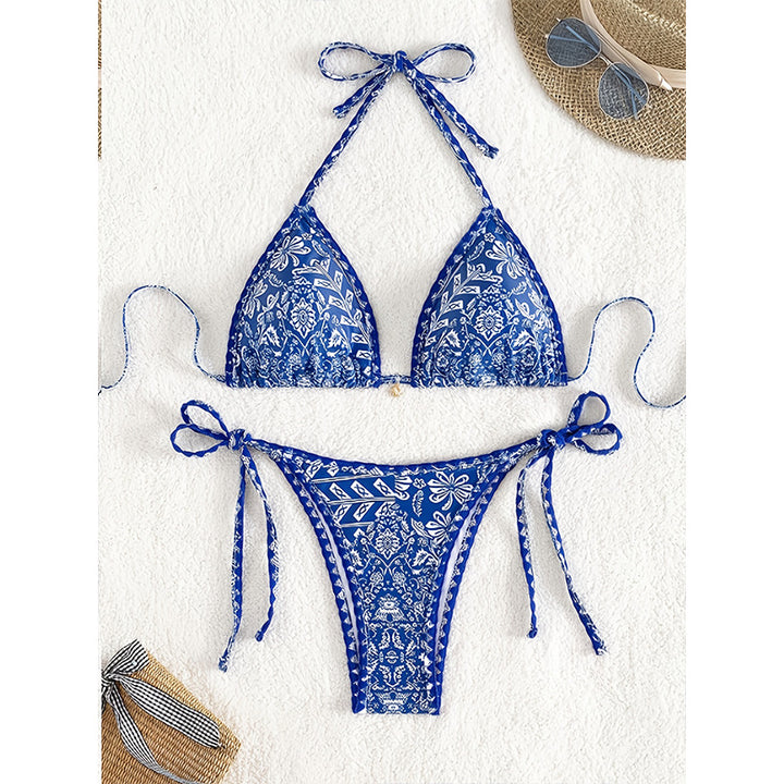 Damen Triangel-Bikini mit verspieltem Bindeband und eleganter Musterung Echo Archiv