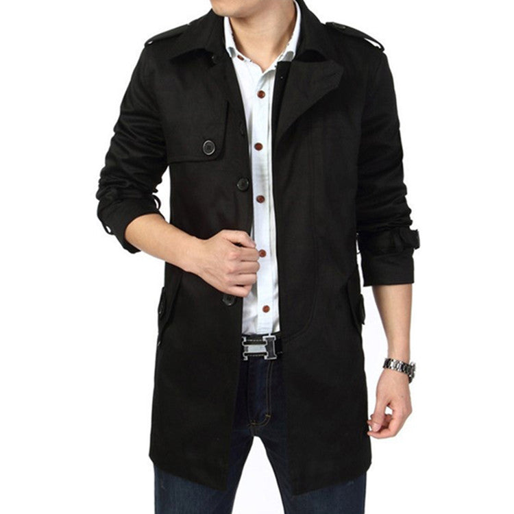 Herren Trenchcoat im klassischen Schnitt mit Schulterklappen Taillenriegel und verstellbaren Manschetten Echoarchiv