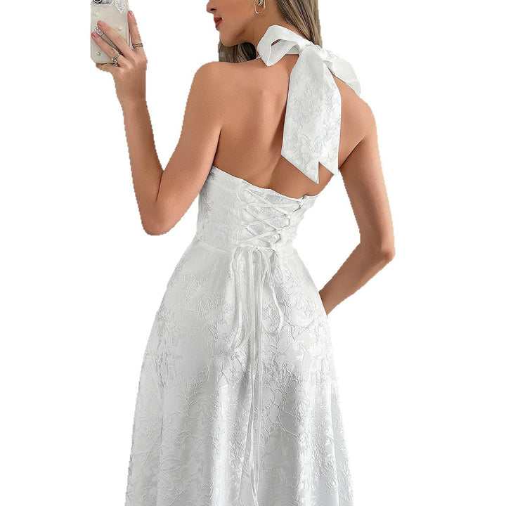 Damen Elegantes Midikleid mit tiefem V-Ausschnitt und fließendem Rock Echo Archiv