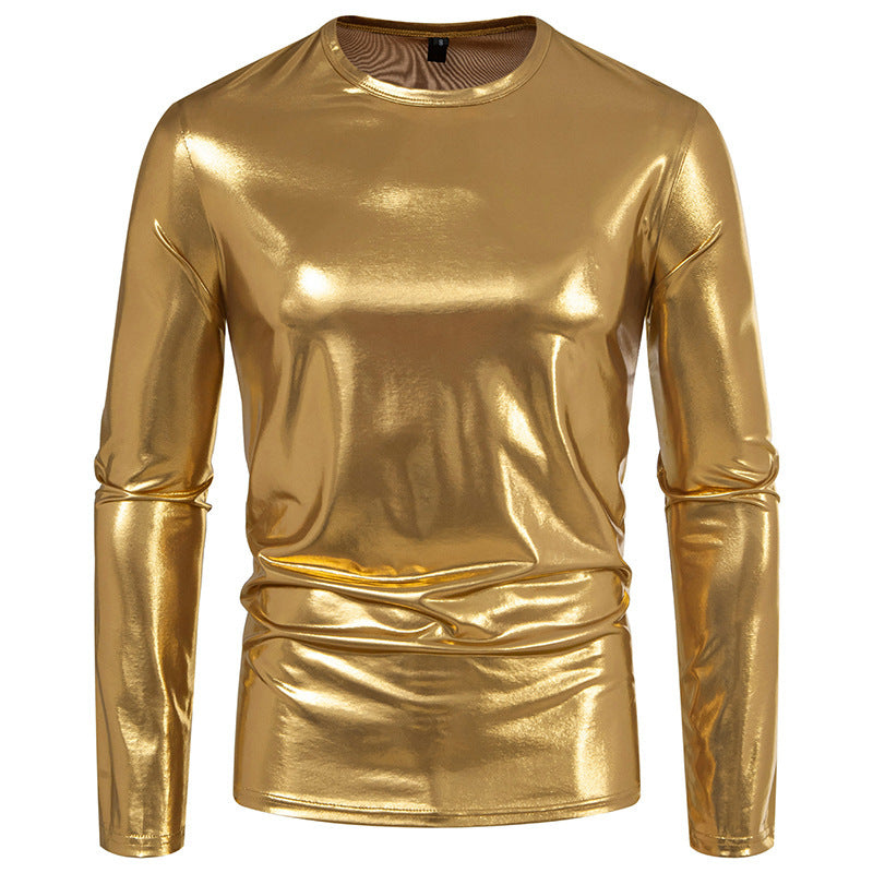 Herren stylisches Langarmshirt aus glänzendem Material Echoarchiv