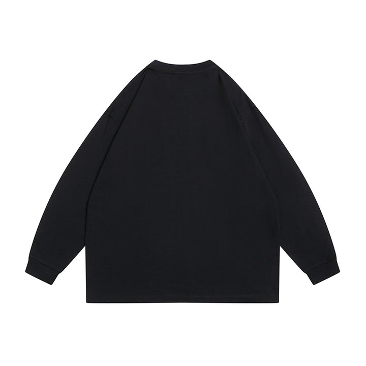 Unisex Oversize-Langarmshirt aus Baumwollmischung mit kleinem Brustprint und gerippten Bündchen Echoarchiv