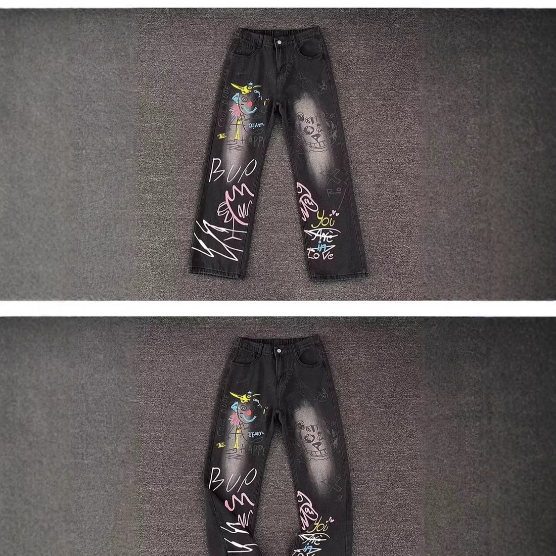 Damen Modische Jeans mit kreativem Grafikdruck Echoarchiv