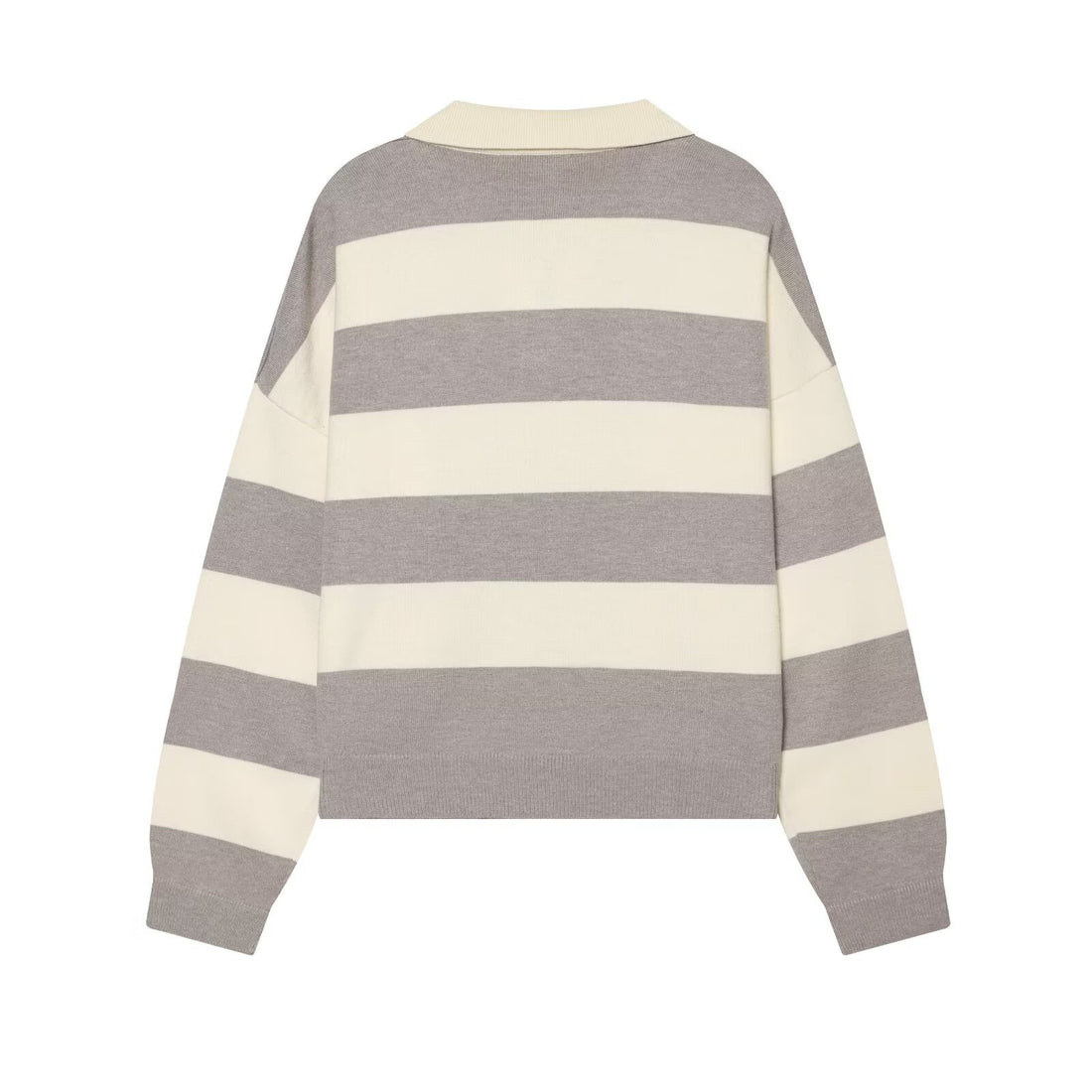 Damen Oversize Rugby-Pullover mit Polokragen und breiten Blockstreifen Echoarchiv