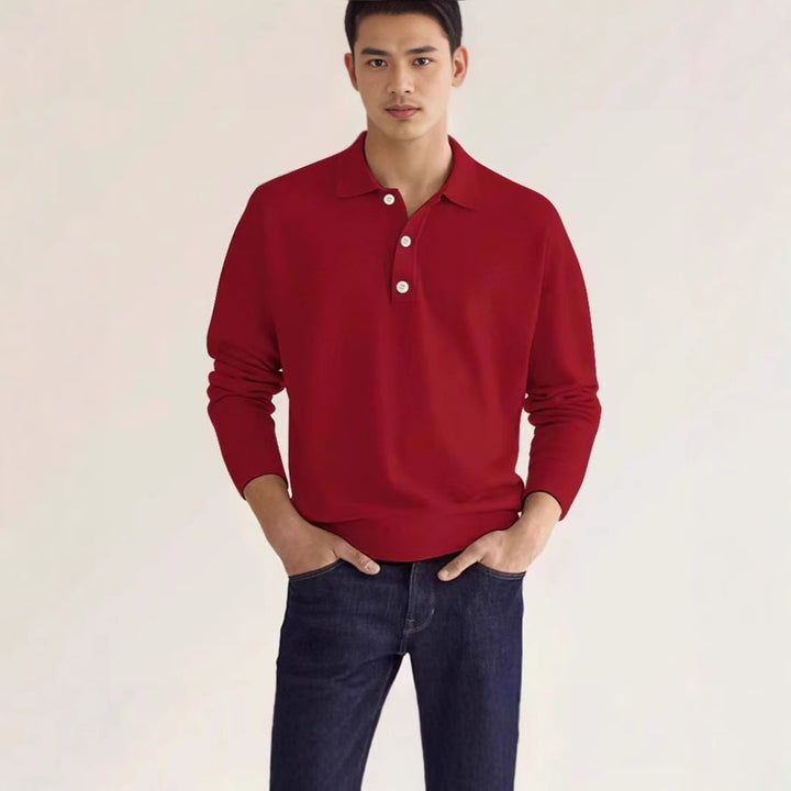 Herren lässiger Sweat-Polo mit Knopfleiste Echoarchiv