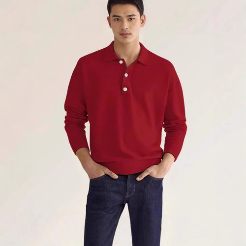 Herren lässiger Sweat-Polo mit Knopfleiste Echoarchiv