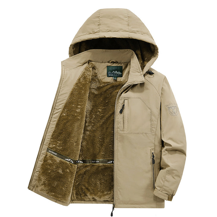 Herren nan winddichte Thermojacke mit kuscheligem Kunstfell-Innenfutter, Kapuze und multifunktionalen Reißverschlusstaschen Echo Archiv