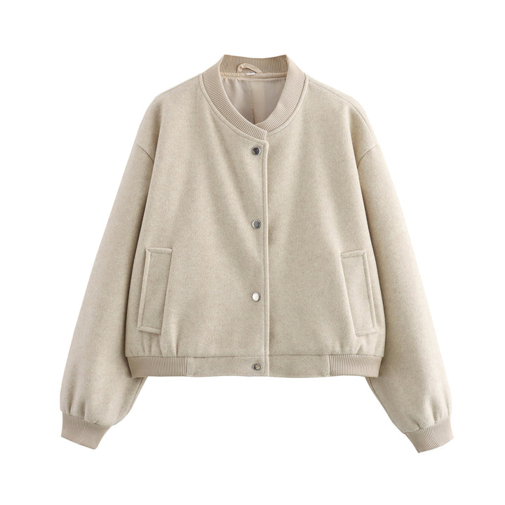 Damen 70+ kurze Wollmix‑Blousonjacke mit Reißverschluss, Hemdkragen und Pattentaschen Echo Archiv